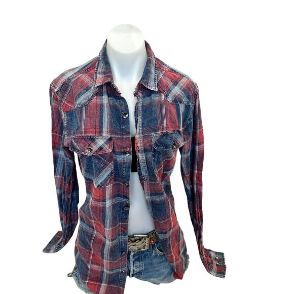 ASU Sun Devils Plaid Western Shirt MEDIUM Oversized Unique Football Tailgate - Picture 4 of 6